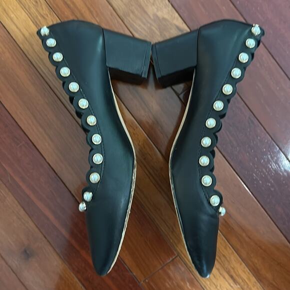 Kate Spade Maeve Black Pearl Studded Pumps Block Heels Twee Feminine Princess - Picture 5 of 10